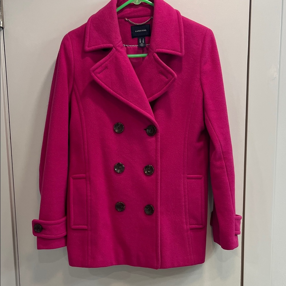 Lands' End Women's Fuchsia Peacoat